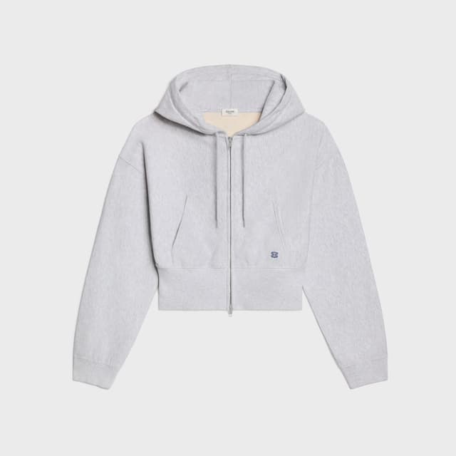 CELINE cropped zipped hoodie IN cotton fleece