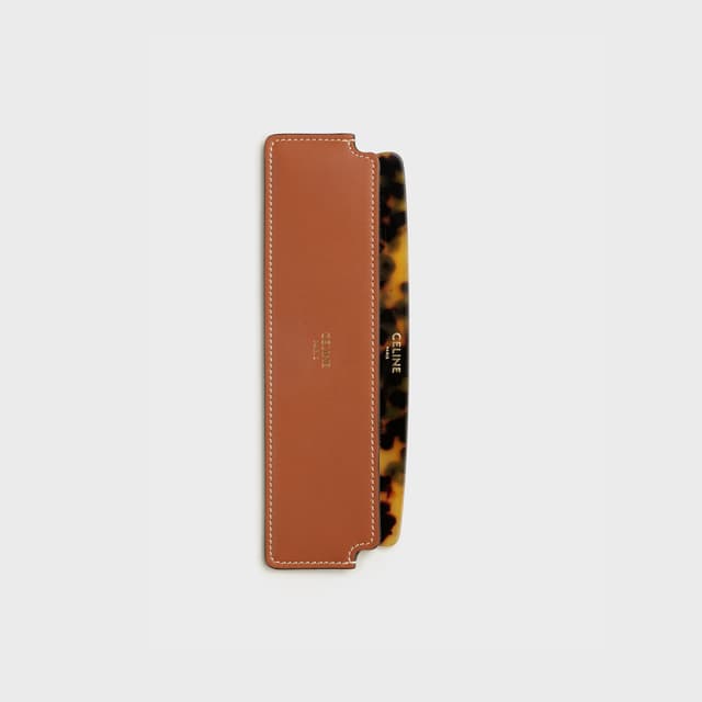 CELINE Hair Comb with Case in Natural Calfskin