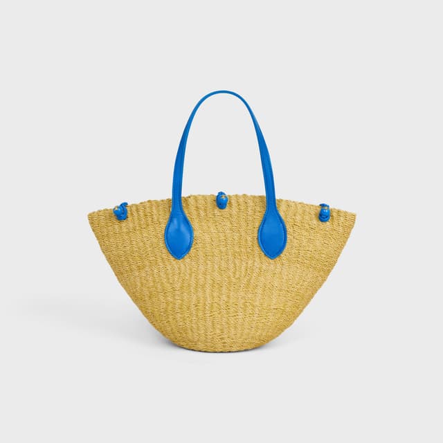 CELINE SMALL TRIOMPHE BEADS BASKET IN SISAL AND CALFSKIN