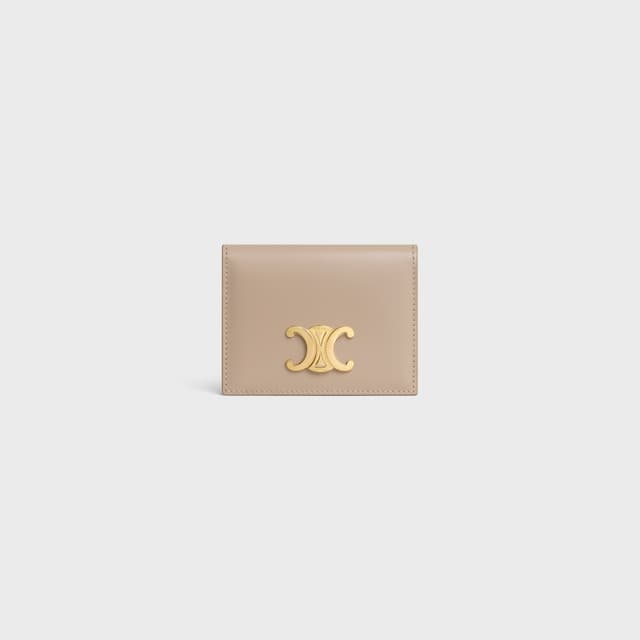 CELINE BI-FOLD CARD HOLDER TRIOMPHE IN Shiny calfskin