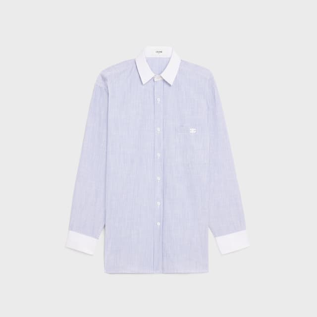CELINE oversized shirt in striped chambray cotton