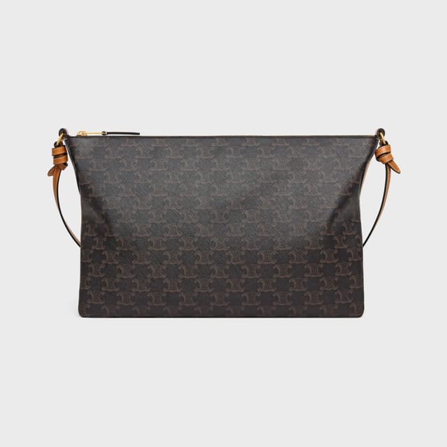 CELINE duo zipped bag IN Triomphe Canvas and NATURAL calfskin