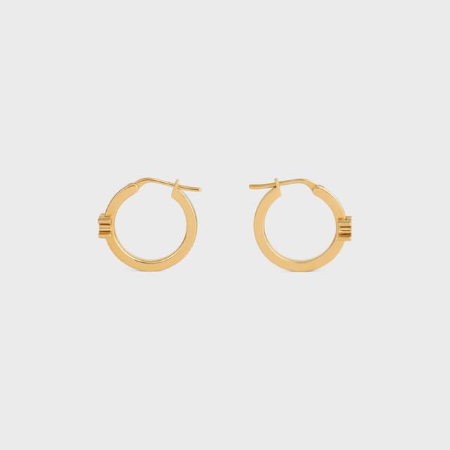 CELINE Triomphe Hoops in Enamel and Brass with Gold Finish