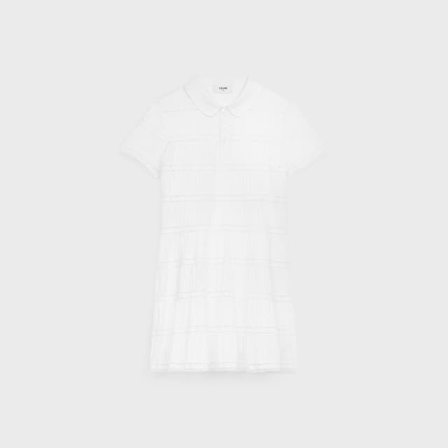 CELINE mini dress with embroidered trims in cotton batiste