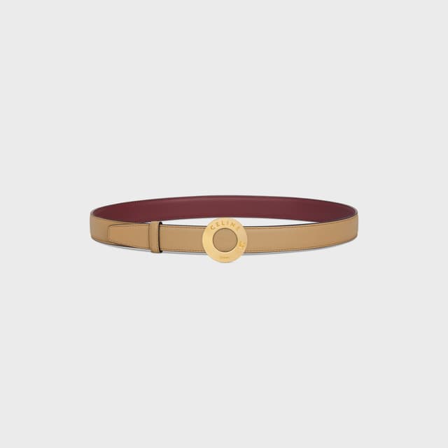 CELINE CELINE DISC BUCKLE 25MM IN METAL & Reversible Strap 25MM IN Smooth and Grained Calfskin