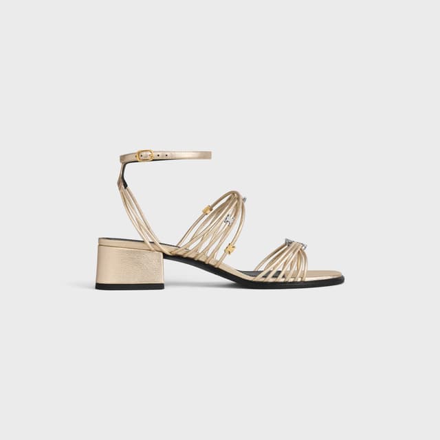 CELINE CLÉMENCE HEELED SANDAL IN LAMINATED LAMBSKIN