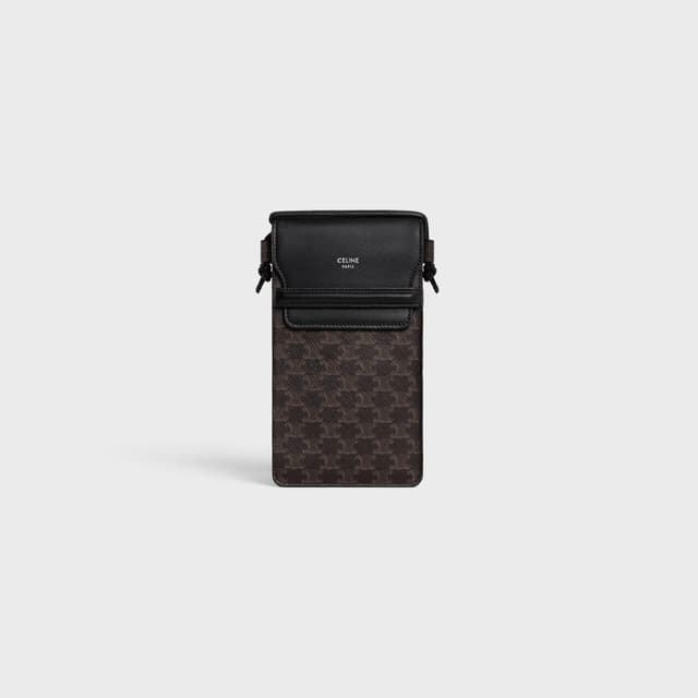 CELINE PHONE POUCH IN Triomphe Canvas and Lambskin