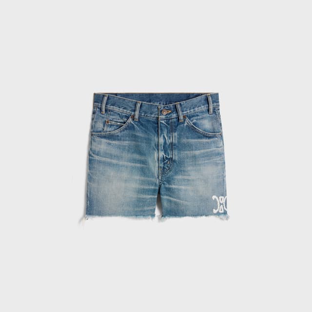 CELINE skate shorts in electric sky wash denim