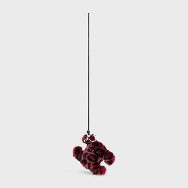 CELINE TRIOMPHE POM-POM KEYRING in SHEARLING AND CALFSKIN