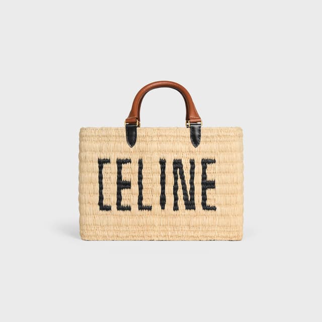 CELINE CELINE PARIS PANIER IN RAFFIA AND CALFSKIN