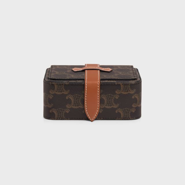 CELINE Small Jewels Case in Triomphe Canvas and Calfskin
