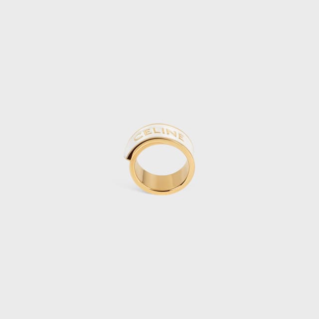 CELINE CELINE RIBBON RING IN ENAMEL AND BRASS WITH GOLD FINISH