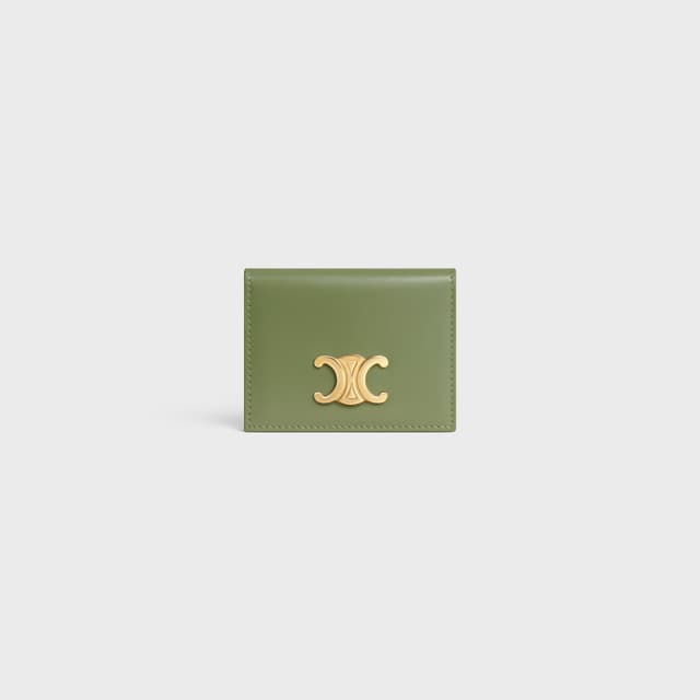 CELINE BI-FOLD CARD HOLDER TRIOMPHE IN Shiny calfskin