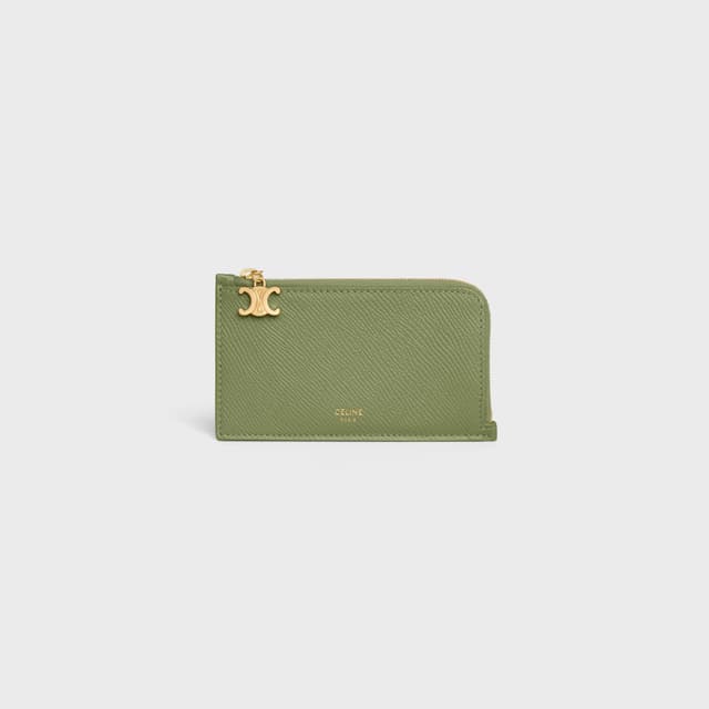 CELINE LONG ZIPPED CARD HOLDER IN GRAINED CALFSKIN
