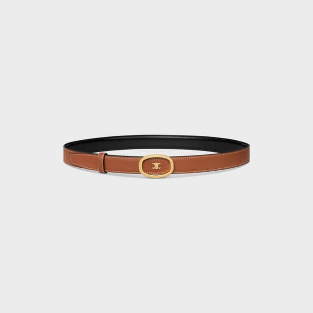 CELINE Medium 25MM Reversible Celine Alix Belt IN TAURILLON AND NATURAL CALFSKIN