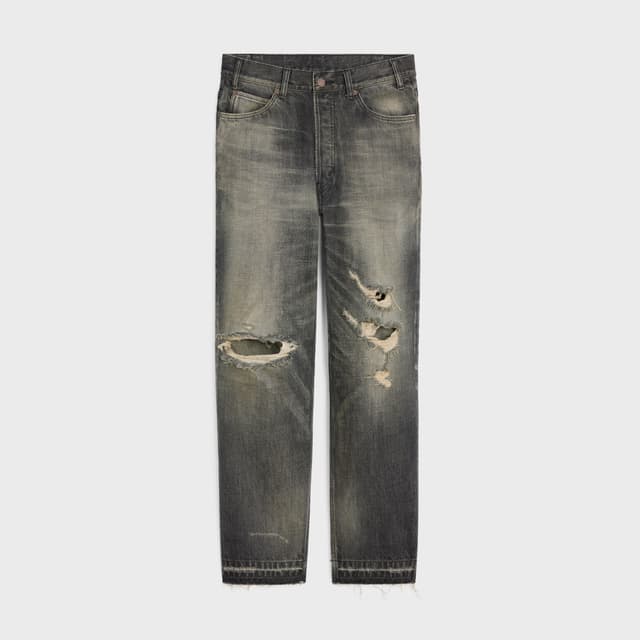 CELINE wesley jeans in black destroyed denim