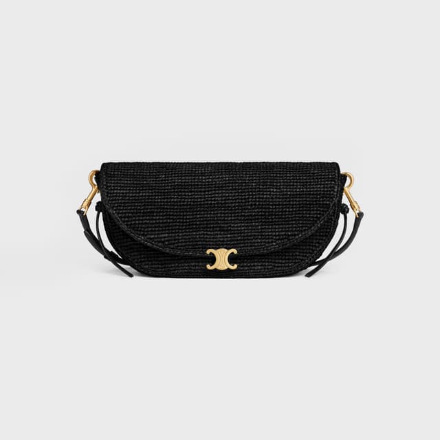 CELINE LITTLE HALFMOON SOFT TRIOMPHE IN Raffia and lambskin