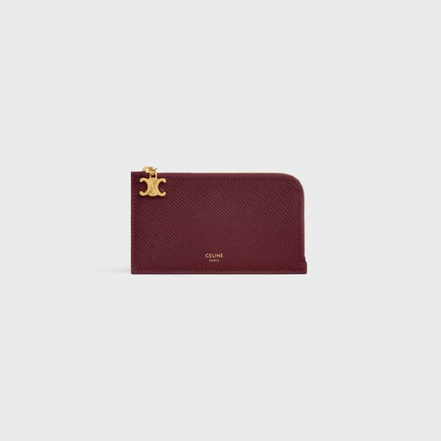 CELINE LONG ZIPPED CARD HOLDER IN GRAINED CALFSKIN