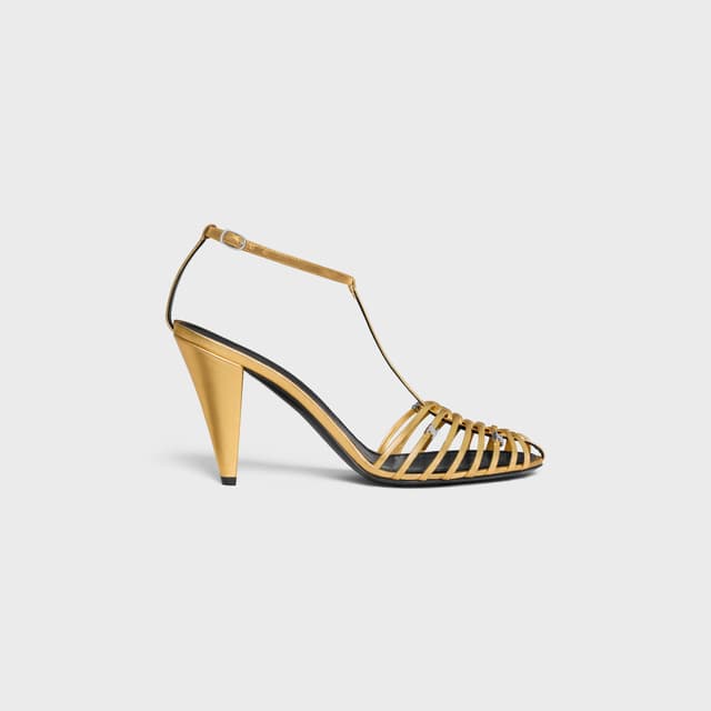 CELINE CAGE HEELED SANDAL IN LAMINATED LAMBSKIN