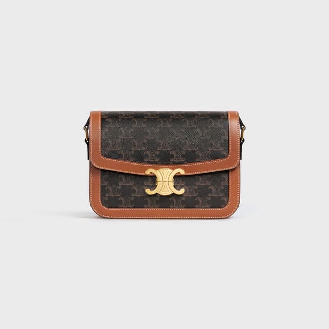 CELINE CLASSIQUE TRIOMPHE BAG IN Triomphe Canvas and Calfskin