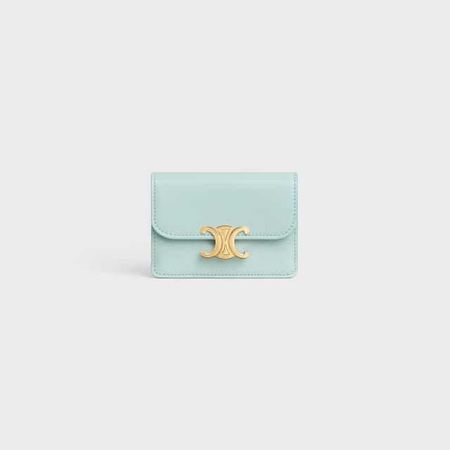 CELINE CARD HOLDER WITH FLAP TRIOMPHE IN Shiny calfskin