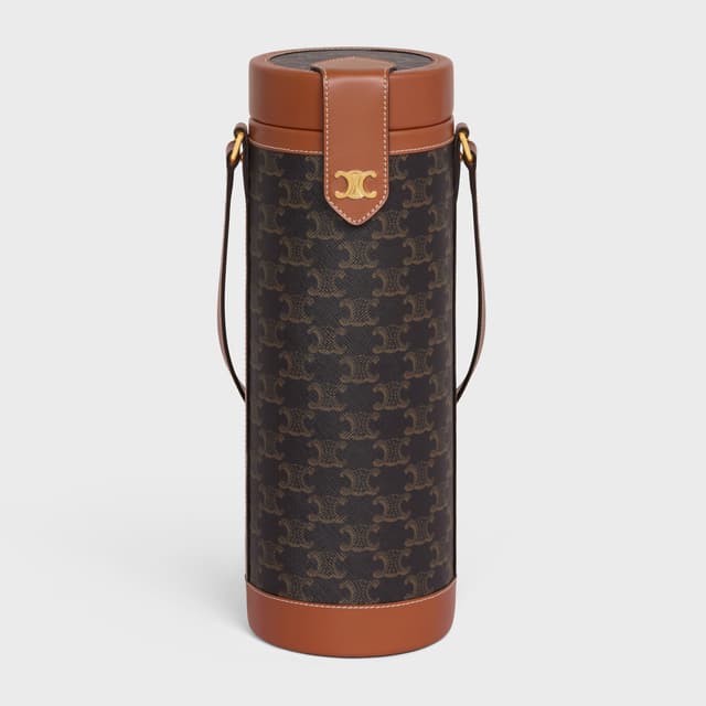 CELINE champagne case in triomphe canvas and calfskin