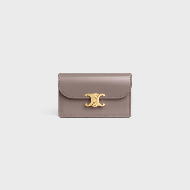 CELINE LONG CARD HOLDER WITH FLAP TRIOMPHE IN Shiny calfskin