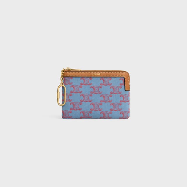 CELINE Coin Purse IN TEXTILE WITH TRIOMPHE ALL OVER