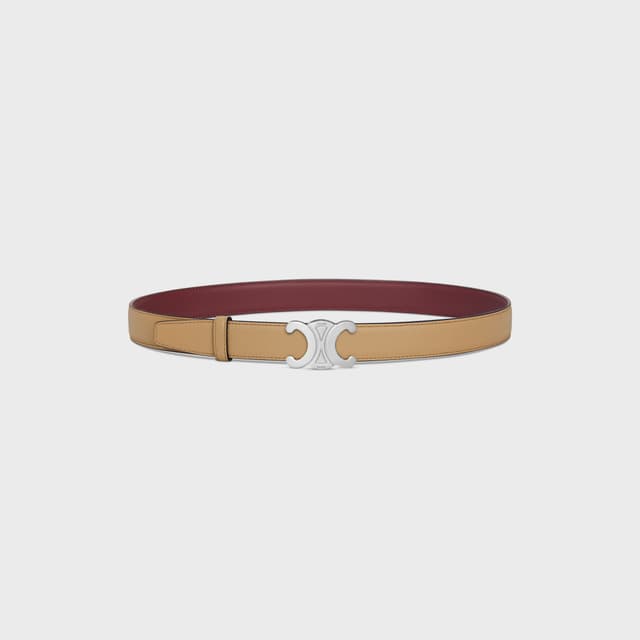 CELINE Triomphe Buckle IN METAL & Reversible Strap 25MM IN Smooth and Grained Calfskin