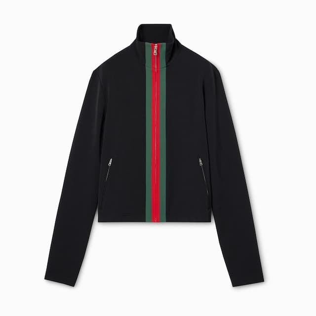 Gucci Veste zippée en nylon stretch avec bande Web€ 1.700