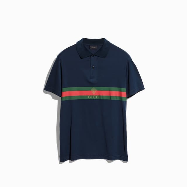 Gucci ウェブ ストライプ コットンジャージー ポロシャツ¥135,300(税込)