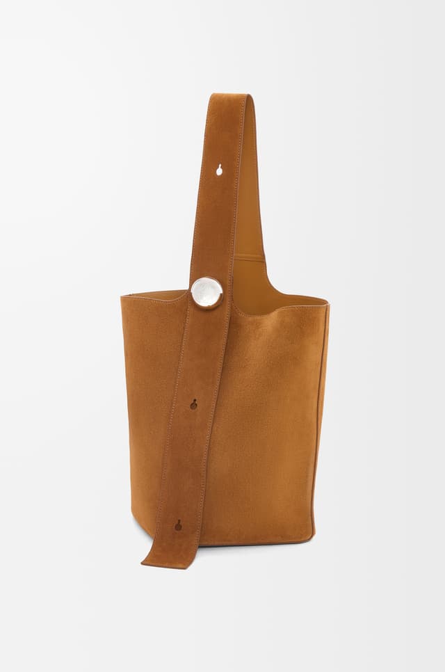 LOEWE Large Pebble bucket bag in suede calfskin
