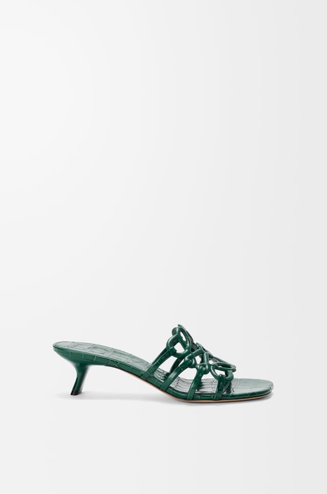 LOEWE Petal Anagram slide in croc-embossed calfskin