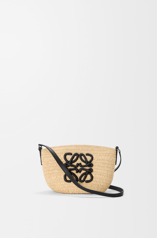 LOEWE Eclipse pochette in raffia and calfskin