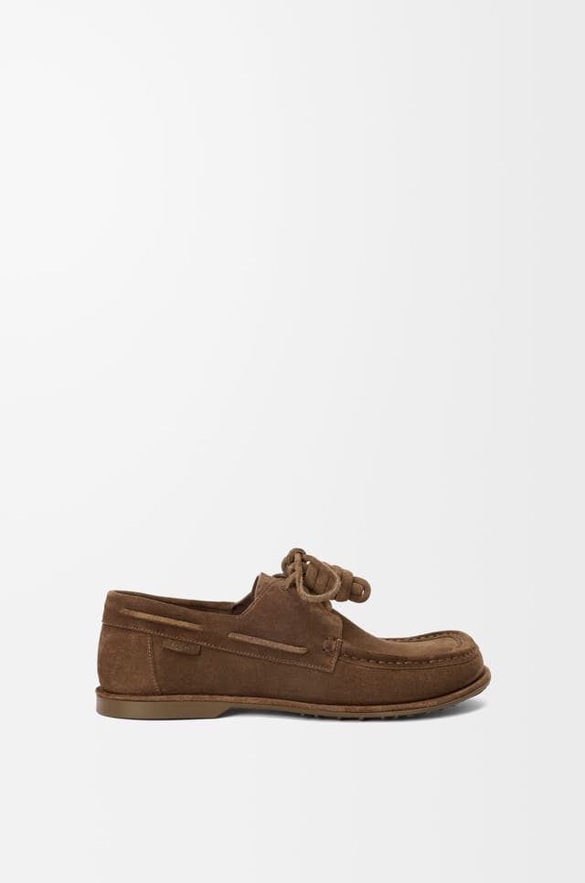 LOEWE Campo boat shoe in suede calfskin