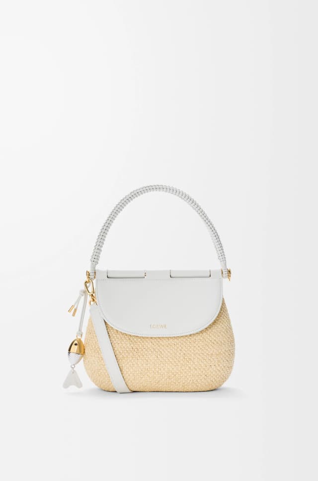 LOEWE Medium Pescador bag in raffia and calfskin