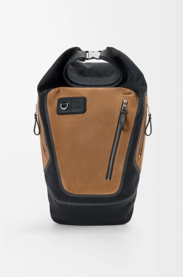 LOEWE Flex roll-top backpack in canvas and suede