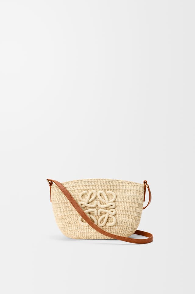 LOEWE Eclipse pochette in raffia and calfskin