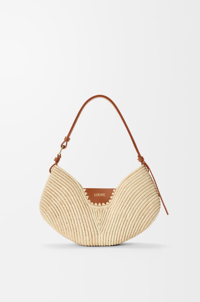LOEWE Medium Loewe Swing bag in raffia and calfskin