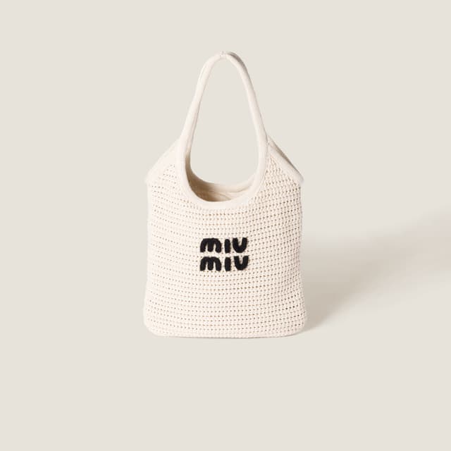 Miu Miu Ivy raffia-effect woven tote bag