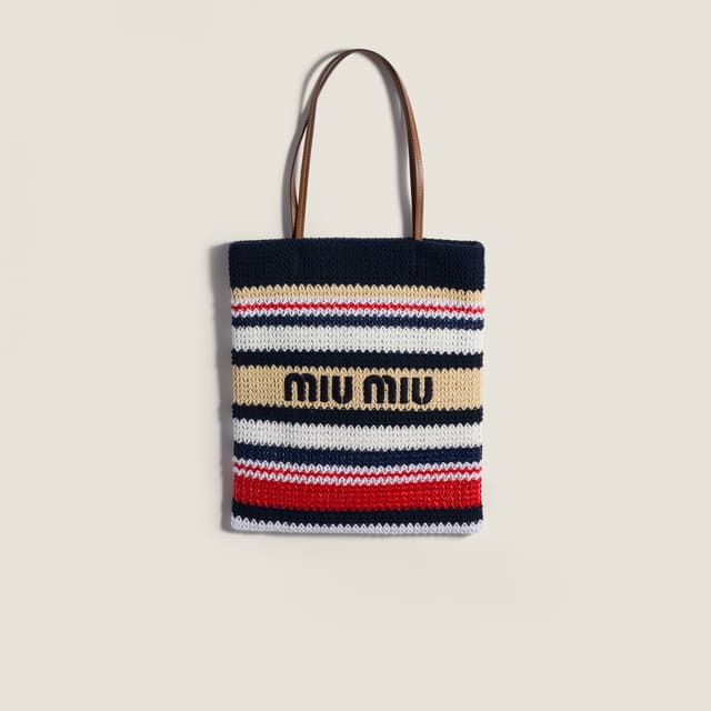Miu Miu Raffia-effect woven tote bag
