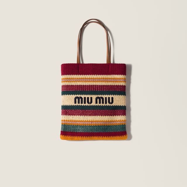 Miu Miu Raffia-effect woven tote bag