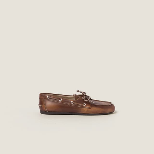 Miu Miu Bleached leather Deck shoes