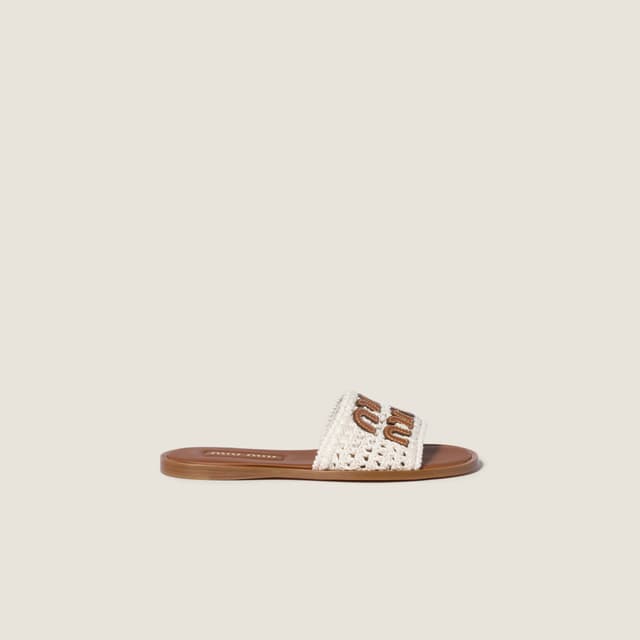 Miu Miu Crochet and leather slides