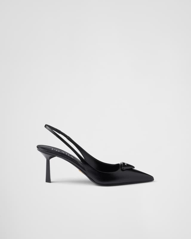 Prada Saffiano patent leather slingback pumps