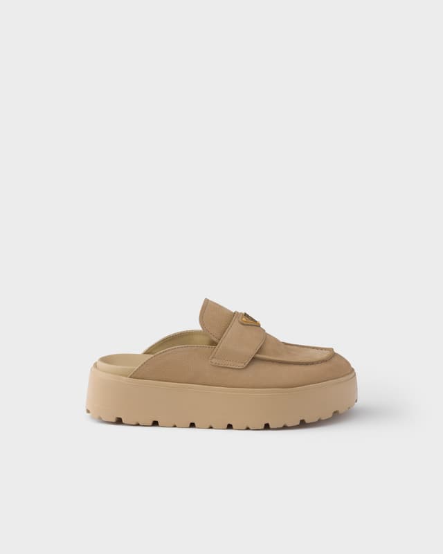Prada Nubuck flatform mules