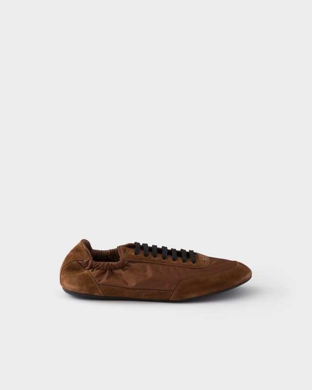 Prada Collapse Re-Nylon and suede elasticized sneakers