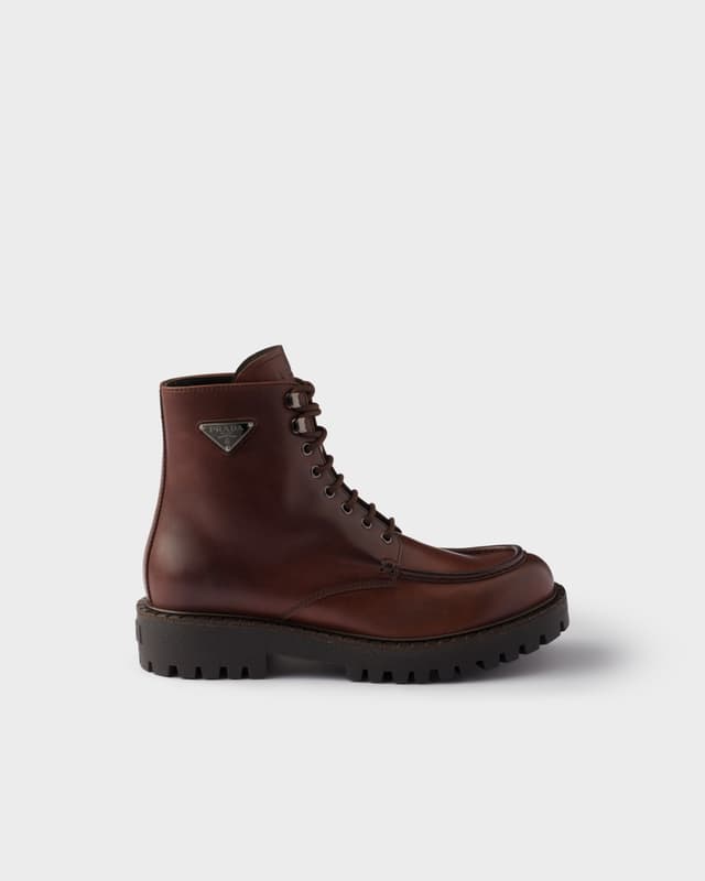 Prada Laced leather booties
