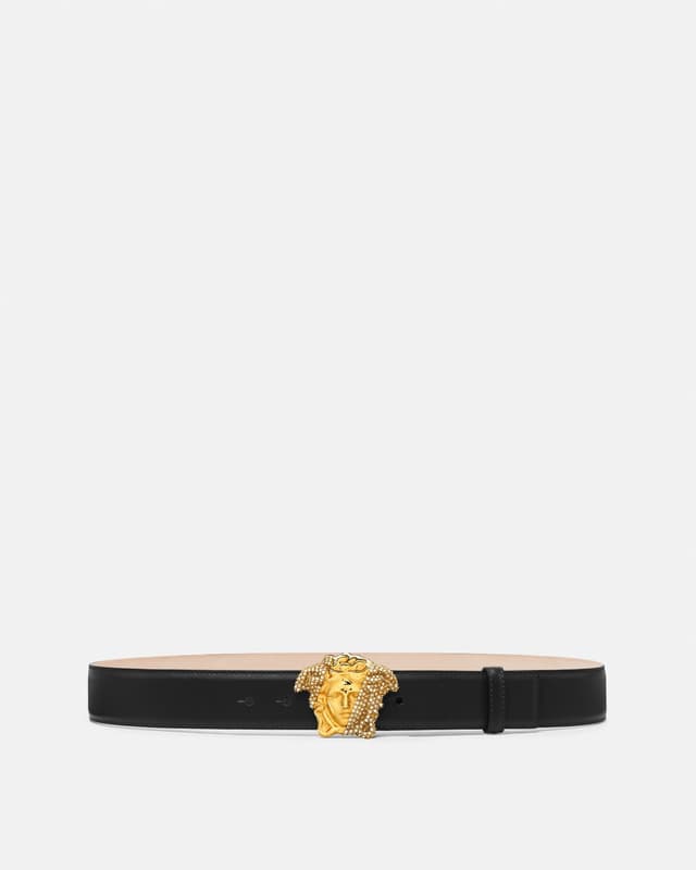 Versace la medusa embellished leather belt 4 cm