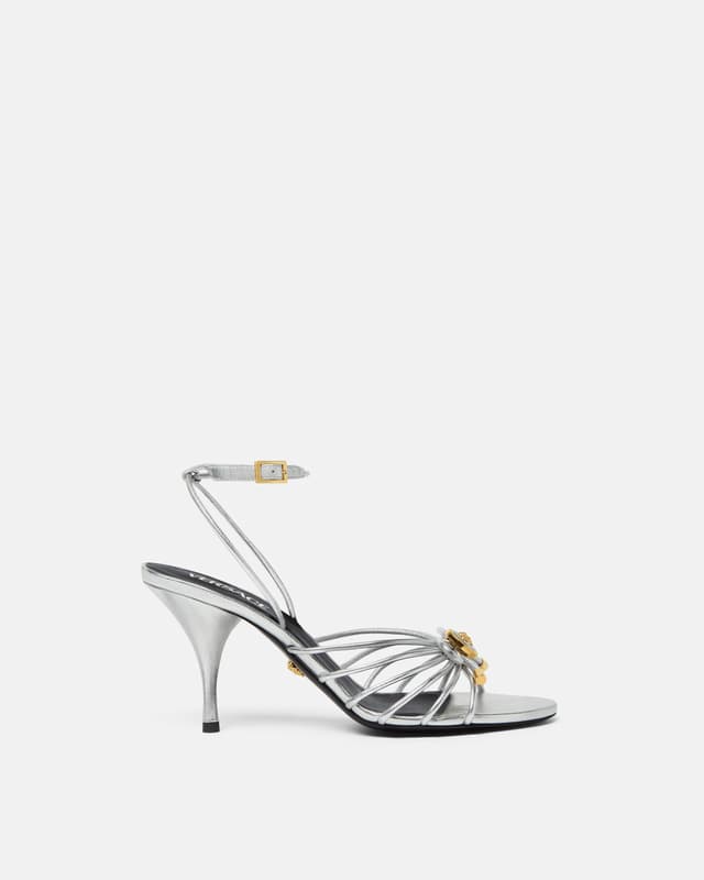 Versace opera bow metallic sandals 85 mm